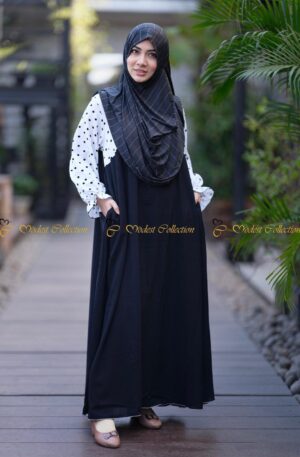 Polka Dot formal Abaya Black